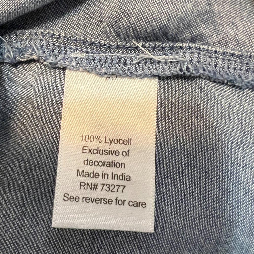 LC Lauren Conrad Women's Top Chambray Long Sleeve Size L Lyocell Pullover - Picture 5 of 7